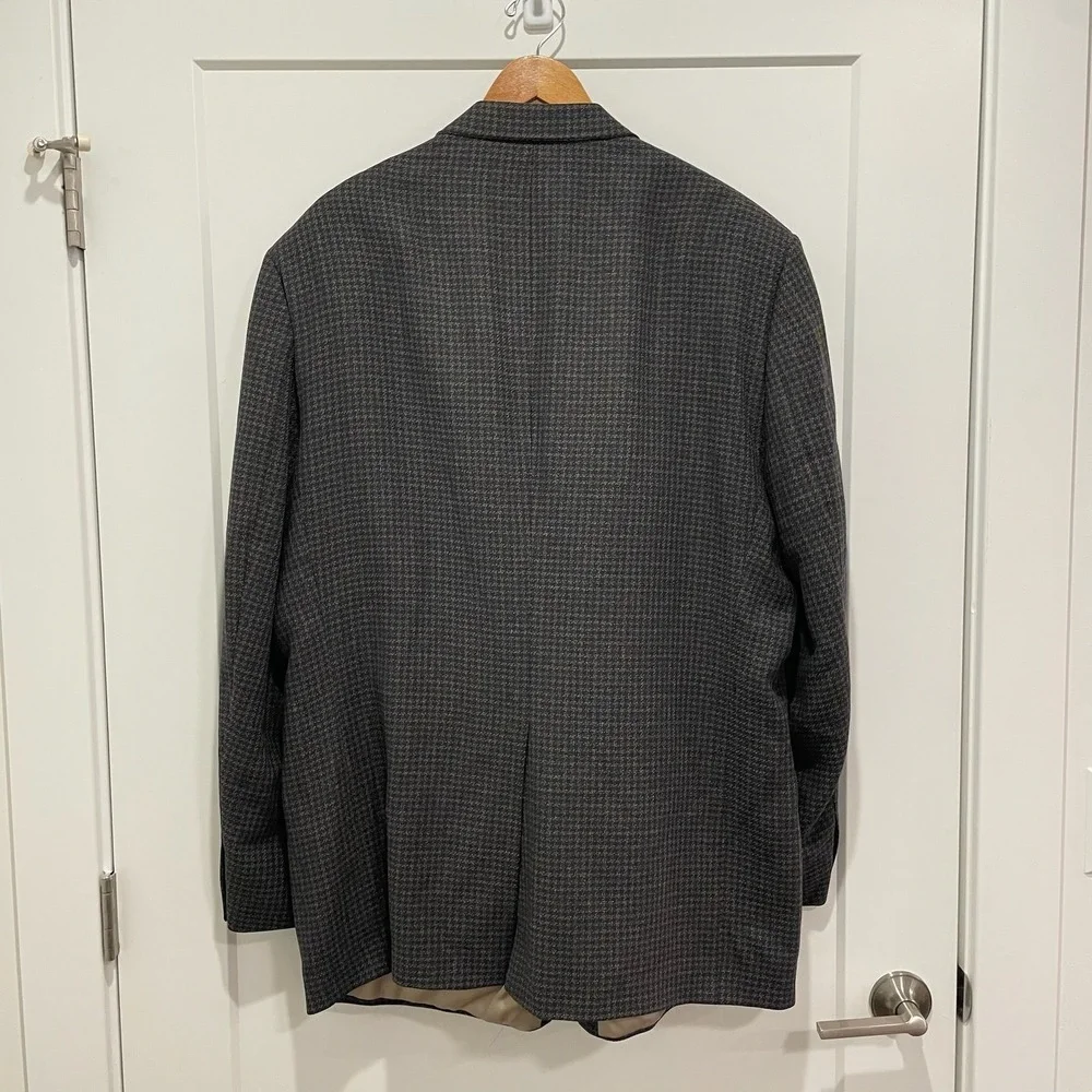 Hart Schaffner Men's 2‎ Button Houndstooth Blazer Sport Coat Gray Wool Size 50L